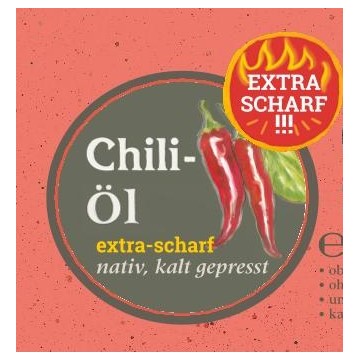 Kräuteröl Chili Extra Scharf, nativ und scharfer Geschmack